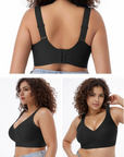 Безшевен сутиен за големи Sizeи L-6XL, мек nylon и elastane, показан на модел с фокус върху комфорт и подcrepeа
