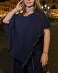 Elegant chiffon dress with rhinestones, polyester and elastane, stylish design, suitable for formal events.