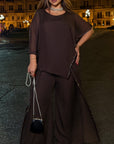Elegant chiffon dress with rhinestones, polyester and elastane, suitable for formal occasions.