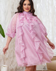 Short dress with ruffles от марката YR, polyester и spandex, с елегантен дизайн и волани в горната част.