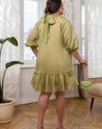 Short dress with a bow and ruffles от марка YR, polyester и spandex, изображение 259.jpg