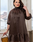 Short dress with a bow and ruffles от марка YR, polyester и spandex, изображение 260_2.jpg