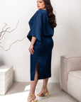 Evening dress with loose sleeves от марка YR, polyester и spandex, в елегантен дизайн и Dark blue цвят