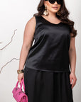 Elegant women’s tank top with a V-neckline от YR, polyester и elastane, изображение на White фон.