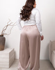 Елегантен сатенен панталон тип „аладин“ от марка YR, polyester 95% и elastane 5%, в Grey цвят.
