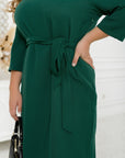 Knee-length dress with belt - Twiggy Shop