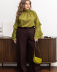Stylish women’s blouse with ruffles and a high neckline от Tencel и cotton, с моден дизайн и елегантен външен вид.