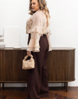 Stylish women’s blouse with ruffles and a high neckline от YR, tencel и cotton, показана на изображението.