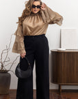 Stylish women’s blouse with ruffles and a high neckline , модел YR, произведена от tencel и cotton, Whiteа с деликатни детайли.