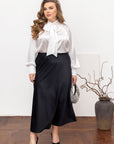 Stylish women’s blouse with a high collar and ties , марка YR, от 100% polyester, видима в изображението 68.jpg