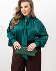 Stylish women’s blouse with a high collar and ties , марка YR, от 100% polyester, показана на изображение 71_7.