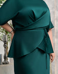 Elegantní set zavinovací halenky a midi sukně