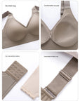 Beige bra with features highlighted on a white background