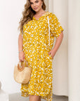 Cotton floral dress with hood