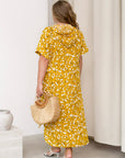 Cotton floral dress with hood