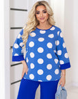 Set aus Bluse und Hose mit weitem Bein