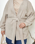 Cardigan scurt pufos cu centura