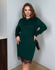 Short velvet dress with lace - Twiggy Shop