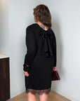 Short velvet dress with lace - Twiggy Shop