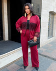 Bomber jacket and trouser set with mesh, polyester, viscose and lycra, fashionable sporty and street style.