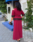 Set with a long skirt and lace, made from polyester, viscose and lycra, elegant women's model.