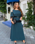Set with a long skirt and lace, made from polyester, viscose and lycra, with an elegant design and delicate details