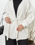 Cardigan court duveteux avec ceinture