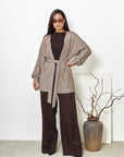 Short fluffy cardigan with belt