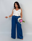 Wide-leg satin trousers
