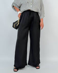 Wide-leg satin trousers