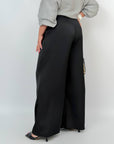 Wide-leg satin trousers