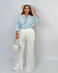 Wide-leg satin trousers