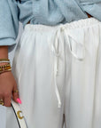 Wide-leg satin trousers