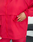 Windbreaker-fabric set made from polyester, image of comfortable and stylish sporty clothing with soft finish.