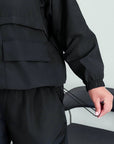 Windbreaker-fabric set made from polyester, image of elegant sporty set with soft texture and comfortable design.