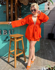 Wrap blouse and shorts set