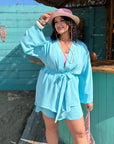 Wrap blouse and shorts set