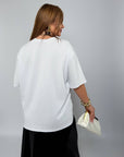 Риза с lace от cotton и elastane, Whiteа, с деликатна дантеlinen а декорация, подходяща за ежедневен стил.