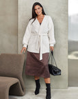 Cardigan court duveteux avec ceinture