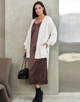 Cardigan court duveteux avec ceinture