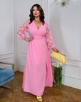 Long dress with mesh , произведена от viscose и polyester, с елегантен дизайн и прозрачни детайли.