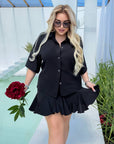 Set aus Bluse und Minirock