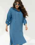 Linen-blend dress with a hood - Twiggy Shop