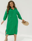 Linen-blend dress with a hood - Twiggy Shop