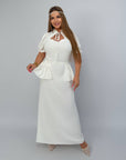 Long dress with detachable peplum belt