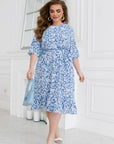 Crepe dress with ruffles на марка YR, polyester, lycra и nylon, показана в изображението.