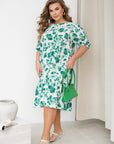 Cotton floral dress от марка YR, с 80% cotton и 20% polyester, изображение на цветна лятна рокля.