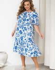 Cotton floral dress от YR, с 80% cotton и 20% polyester, показана на изображението.