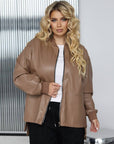 Stylish faux-leather jacket for IT professionals, image of jacket made from 100% polyamide, with modern design.