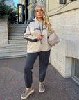 Suede tracksuit from an Italian brand, composed of polyester, viscose and elastane, with fashionable design.